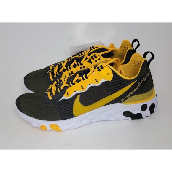 Nike React Element 55 Steelers Shoes Black Sneakers Sz Men\'s 9.5 CK4893-001 11W
